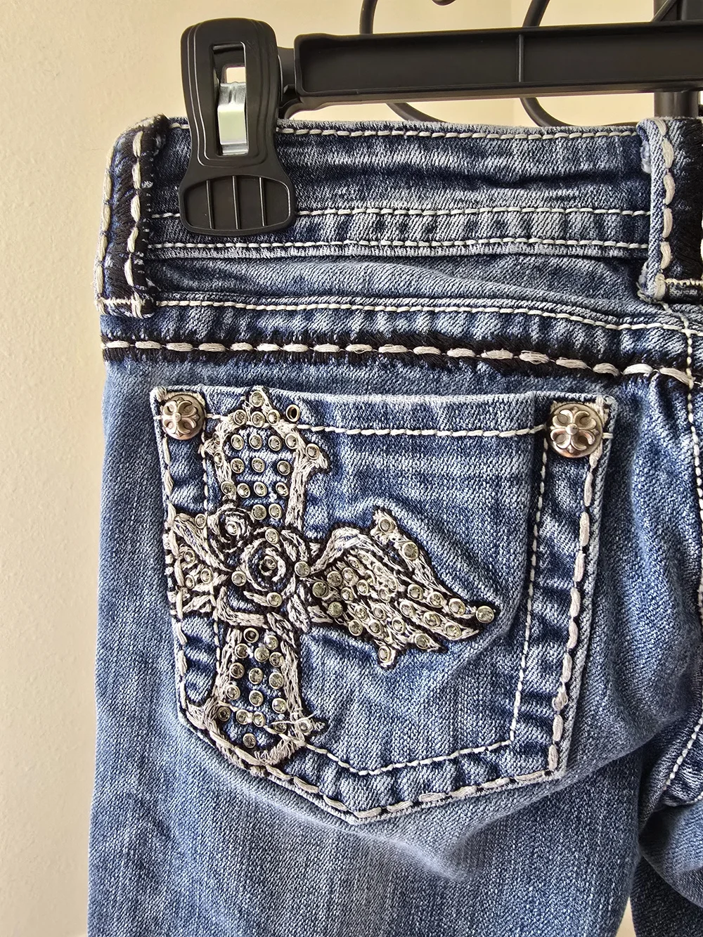 Miss Me Medium Blue Flared Jeans with Faded Detailing